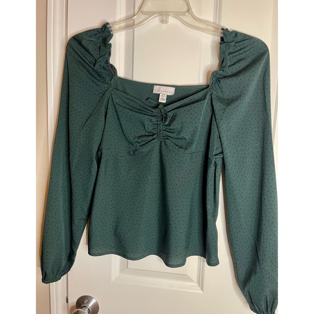 Top Shop hunter green silk blouse